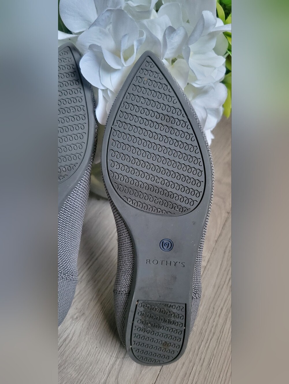 Rothy's The Point Cloud Gray Birdseye Flats, Women's US 7 EU 37.5 - Picture 15 of 16